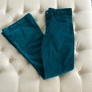 Greenish blue high rise flare pants